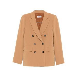 ALBERTO BIANI Double-Breasted Wool Blend Blazer Women CAMEL Coats & Jackets